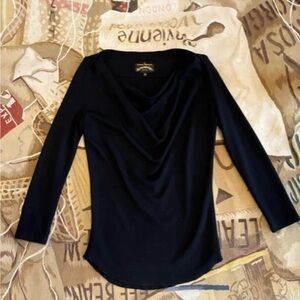Elegant Black Drape Neck Top